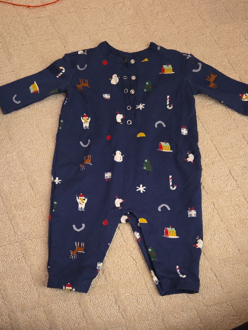 Hanna Andersson Navy Holiday Print One-Piece